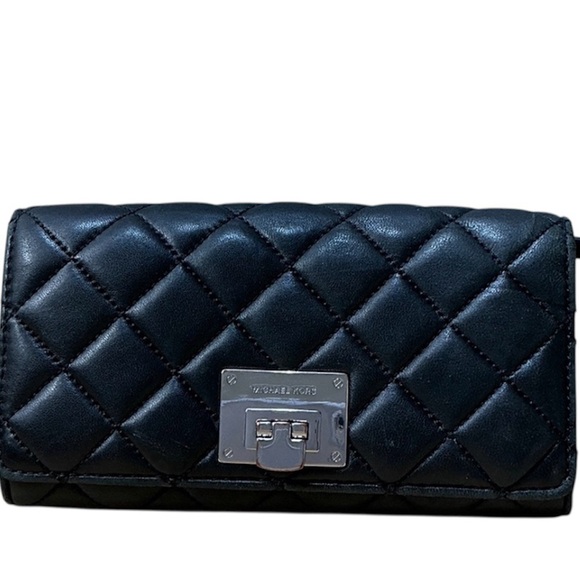 Michael Kors Handbags - Michal Kors Black Quilted Leather Flap Wallet